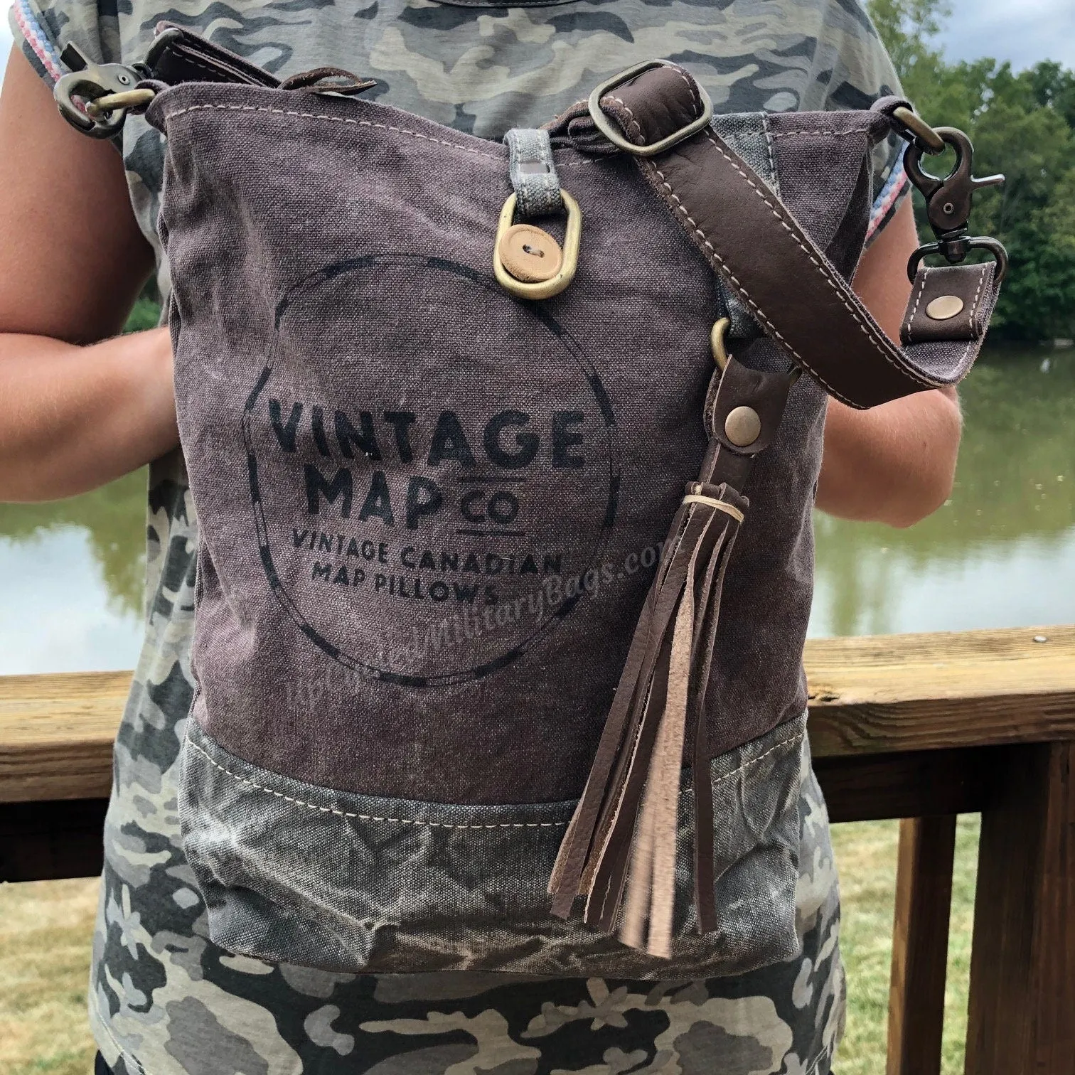 Vintage Map Purse Crossbody Bag~ You're Going To Love this Sustainable Canvas Bag!