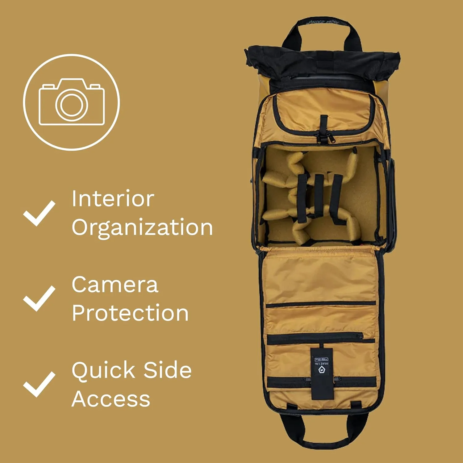 WANDRD PRVKE Lite - Photography Bag - Water Resistant Camera Backpack for Photographers - Anti-Theft Travel Bag with 14-Inch Laptop Sleeve and Fleece-Lined Pockets (Dallol Yellow)