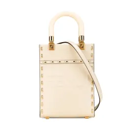 White Fendi Mini Leather Sunshine Shopper Tote Satchel