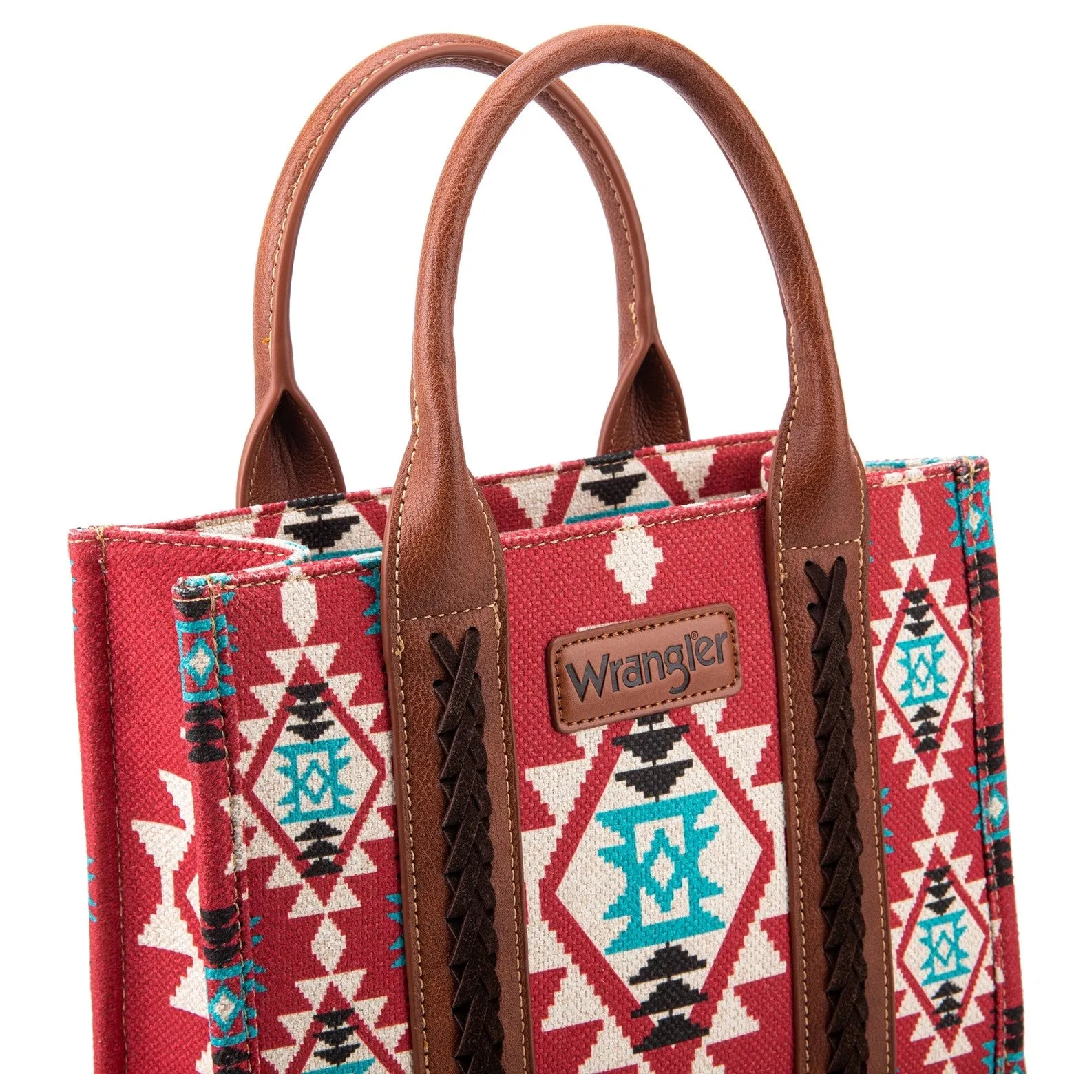 Wrangler Burgundy Southwestern Print Small Canvas Tote